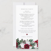 Carte De Remerciements HOLLY Burgundy Winter Floral Gold Wedding Programm (Dos)