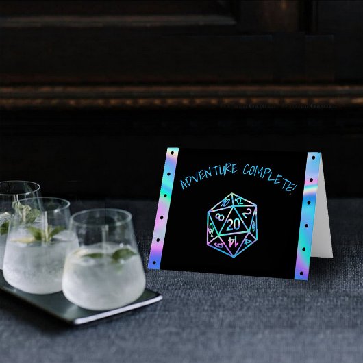 Carte De Remerciements Hologramme D20 Aventure terminée | Table PnP