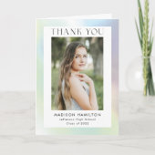 Carte De Remerciements Holographie verte et violette (Devant)