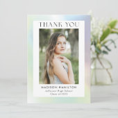 Carte De Remerciements Holographie verte et violette (Debout devant)