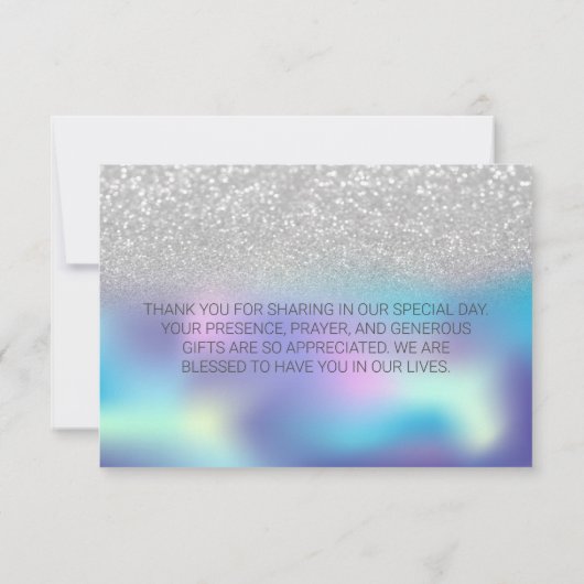 Carte De Remerciements Holographique Bokeh élégant (Dos)