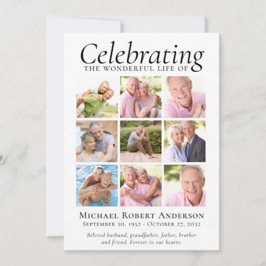 Carte De Remerciements Hommage commémoratif 9 photo Collage de photos (Devant)