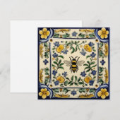 Carte De Remerciements Honey Bee Traditional Blue Yellow Mediterranean (Devant / Derrière)