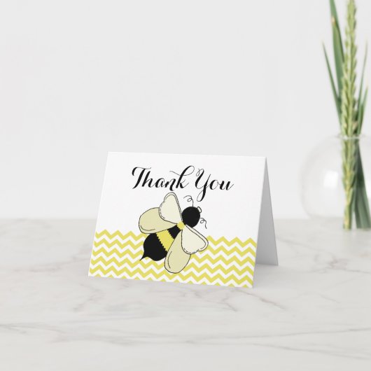 Carte De Remerciements Honey Bee Yellow Zigzag (Devant)