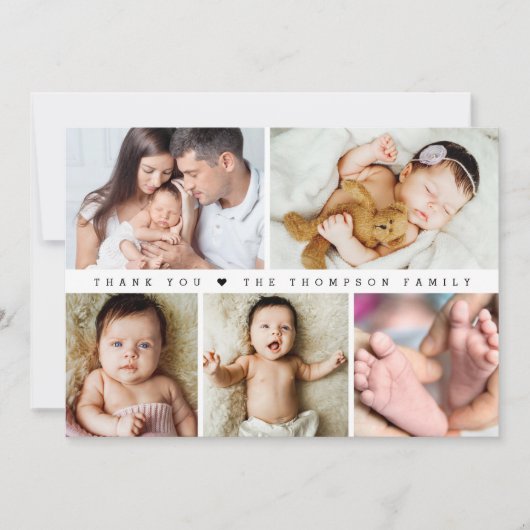 Carte De Remerciements Horizontal Baby Girl Photo Collage Douche (Devant)