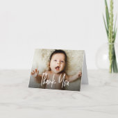 Carte De Remerciements Horizontal Baby Photo Modern Handlettering script (Devant)