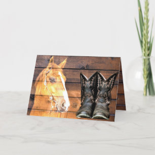 Carte De Remerciements Horse Cowboy Boots Rustic Barque