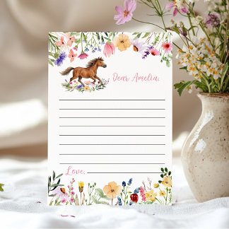 Carte De Remerciements Horse Wildflower Time Capsule Note Message Card