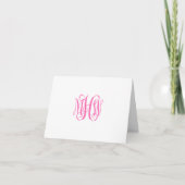 Carte De Remerciements Hot Pink 3 Initial Vin Script Monogramme do-it-you (Devant)
