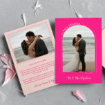 Carte De Remerciements Hot Pink Arch Mariage Photo Love & Thanks<br><div class="desc">Carte de remerciements photo frappant à envoyer à vos invités mariages en rose chaud et blush. Carte de remerciements mariage double face avec deux photos, une dans un cadre en arc avec LOVE & THANKS écrit dans une courbe. Carte de remerciements mariage rose chaud avec vos noms dans un script...</div>