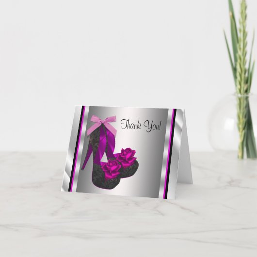 Carte De Remerciements Hot Pink High Heel Shoe Thank You (Devant)