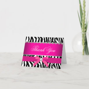 Carte De Remerciements Hot Pink Zebra Thank You Cards
