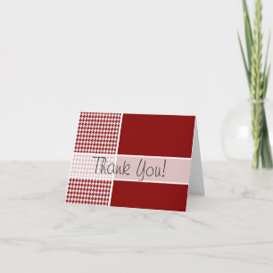Carte De Remerciements Houndstooth Rouge Foncé; Personnalisé