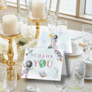 Carte De Remerciements Houston Nous Avons Une Fille baby shower Astronaut