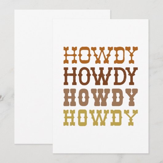 Carte De Remerciements Howdy (Devant / Derrière)