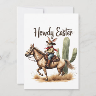 Carte De Remerciements Howdy Bunny de Pâques chevauchant un Cheval Cowboy