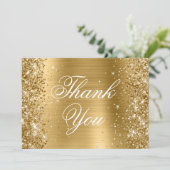 Carte De Remerciements Huile dorée brillante (Debout devant)