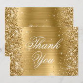 Carte De Remerciements Huile dorée brillante (Devant / Derrière)
