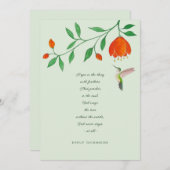 Carte De Remerciements Hummingbird Hope (Devant / Derrière)