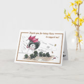 Carte de remerciements humoristique de chat noir (Fleur jaune)