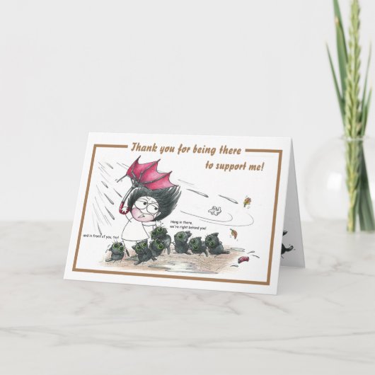 Carte de remerciements humoristique de chat noir (Devant)