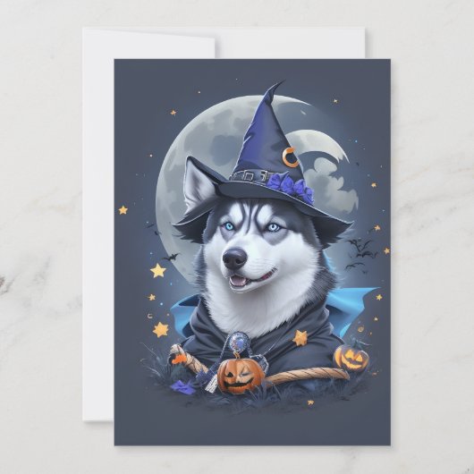 Carte De Remerciements Husky Enchanté : Délice Magique d'Halloween (Devant)
