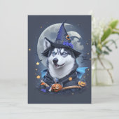 Carte De Remerciements Husky Enchanté : Délice Magique d'Halloween (Debout devant)