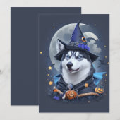 Carte De Remerciements Husky Enchanté : Délice Magique d'Halloween (Devant / Derrière)