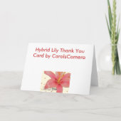 Carte de remerciements hybride de lis (Dos)