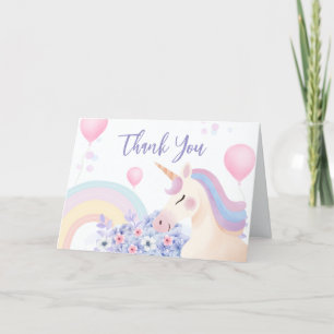 Carte De Remerciements Hydrangea Balloon Rainbow Unicorn Baby shower
