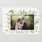 Carte De Remerciements Hydrangea Blanc Floral Photo Mariage plat (Devant / Derrière)