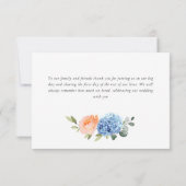 Carte De Remerciements Hydrangea Bleue Élégante Roses Fleurs Rose Pale (Dos)