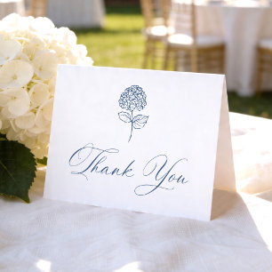 Carte De Remerciements Hydrangea Classique Navy Photo Mariage