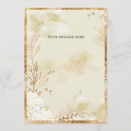 Carte De Remerciements Hydrangea Elegant Blanc Or Floral Mariage (Dos)