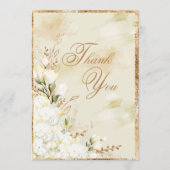 Carte De Remerciements Hydrangea Elegant Blanc Or Floral Mariage (Devant)