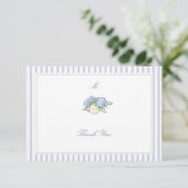 Carte De Remerciements Hydrangea Formal Stripes Coastal Classic Wedding (Debout devant)