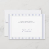 Carte De Remerciements Hydrangea Formal Stripes Coastal Classic Wedding (Dos)
