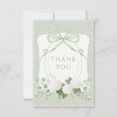 Carte De Remerciements Hydrangeas Blanches Petits Points Vert Sauge Vinta (Devant)