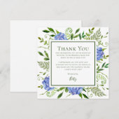 Carte De Remerciements Hydrangeas Bleus 100e Anniversaire (Devant / Derrière)