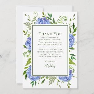 Carte De Remerciements Hydrangeas Bleus 30e Anniversaire