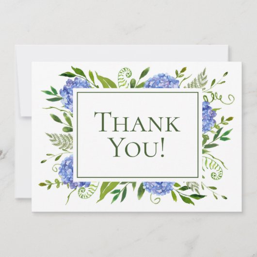 Carte De Remerciements Hydrangeas bleus pour les 100 ans (Devant)