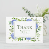 Carte De Remerciements Hydrangeas bleus pour les 100 ans (Debout devant)