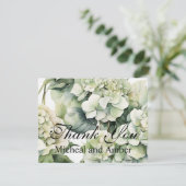 Carte De Remerciements Hydrangeas florales élégantes en aquarelle blanche (Debout devant)