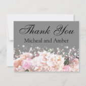 Carte De Remerciements Hydrangeas gris et blanc romantiques roses roses (Devant)