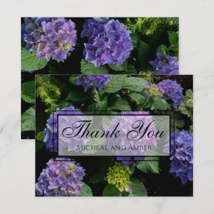 Carte De Remerciements Hydrangeas jardin fleuri bleu violet