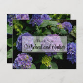 Carte De Remerciements Hydrangeas jardin fleuri bleu violet (Devant / Derrière)