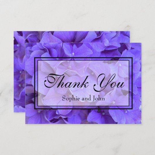 Carte De Remerciements Hydrangeas Lavande lilas (Devant / Derrière)