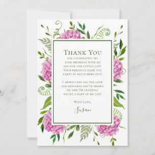 Carte De Remerciements Hydrangeas Roses 50e Anniversaire