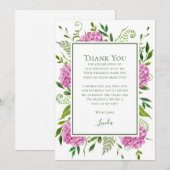 Carte De Remerciements Hydrangeas Roses 75 ans  (Devant / Derrière)