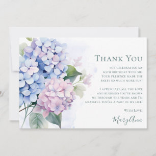 Carte De Remerciements Hydrangeas Roses Bleues 65e Anniversaire